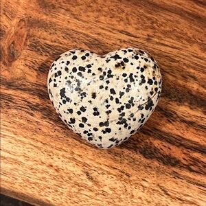 Dalmatian Jasper Puffy Heart Carved Natural Stone